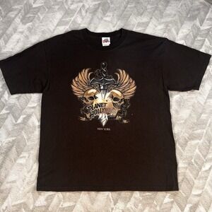Vintage‎ 90s Planet Hollywood New York T-Shirt X Large Short Sleeves Skulls